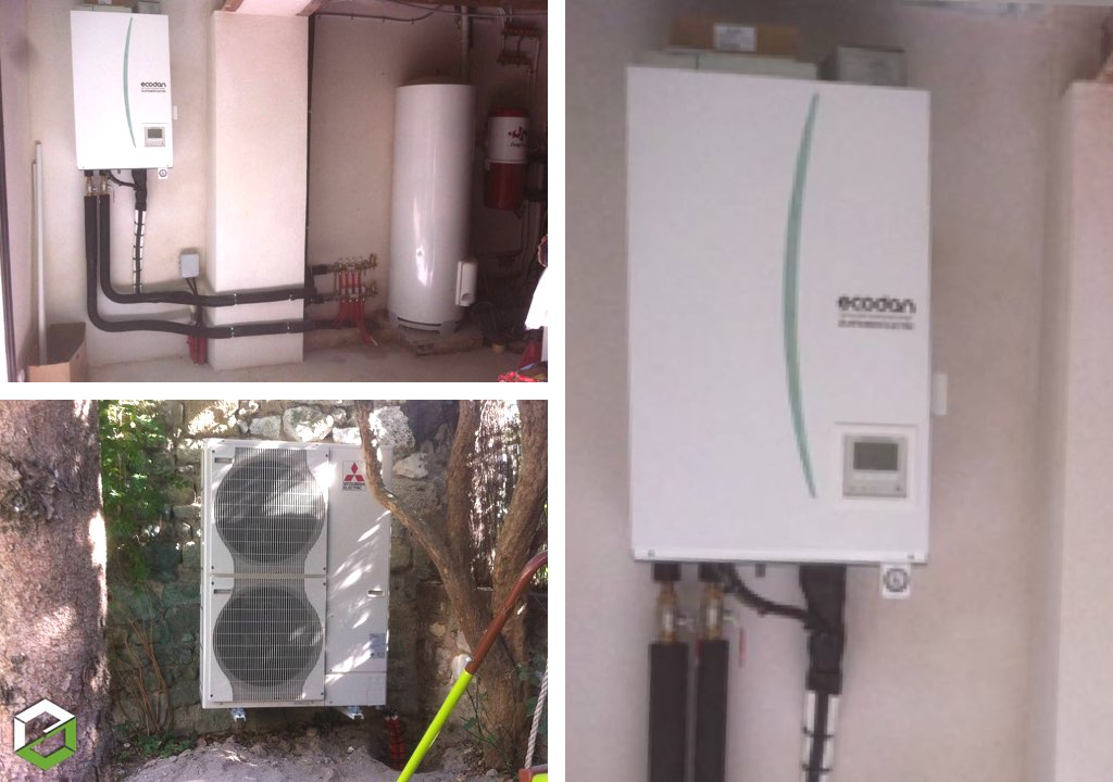 Installation pompe à chaleur Mitsubishi Electric avec plancher chauffant et rafraîchissant - RGE QualiPAC