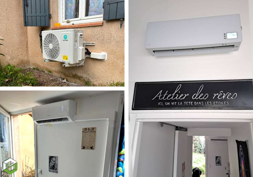 Installation d'une climatisation réversible Heiwa et d'un chauffage mural Equation - Entreprise RGE