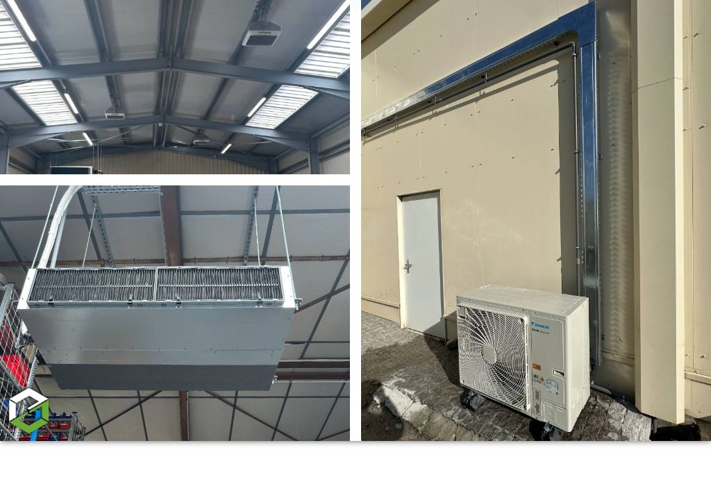 Consultez la chantier : installation d’un système de chauffage et climatisation daikin couplé avec des déstratificateurs