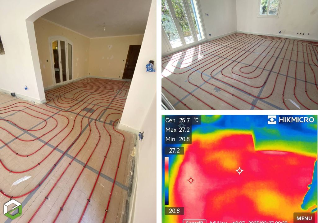 installation plancher chauffant er rafraichissant avec pompe à chaleur panasonic