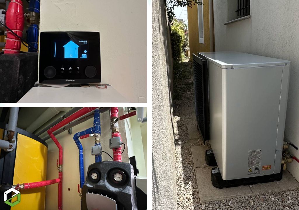 pose pompe à chaleur daikin et plancher chauffant / rafraîchissant