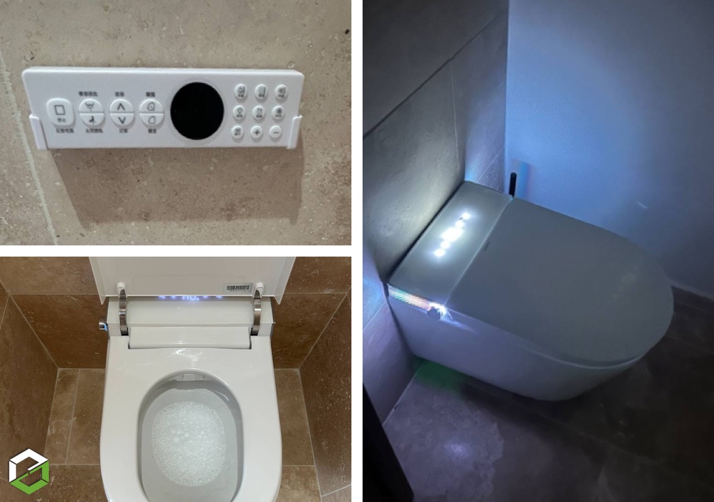 Installation de toilette japonaise (lavage, séchage, chauffage)