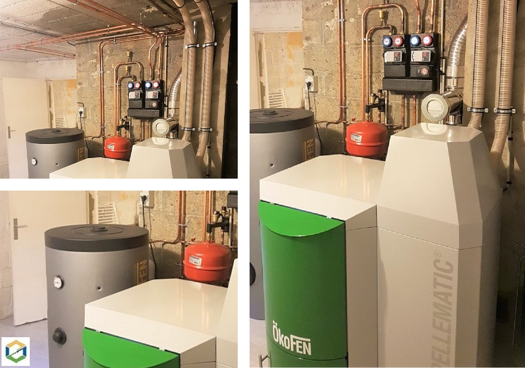 installation chaudière granulés de bois pellets okofen