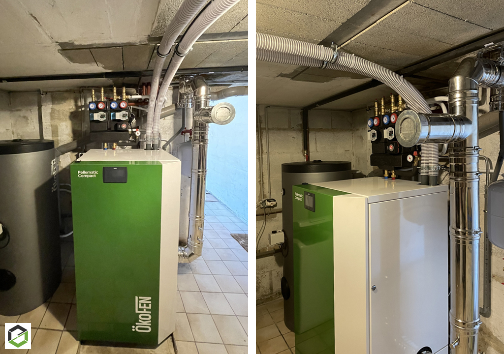Consultez la chantier : installation d'une chaudière à granulés bois okofen