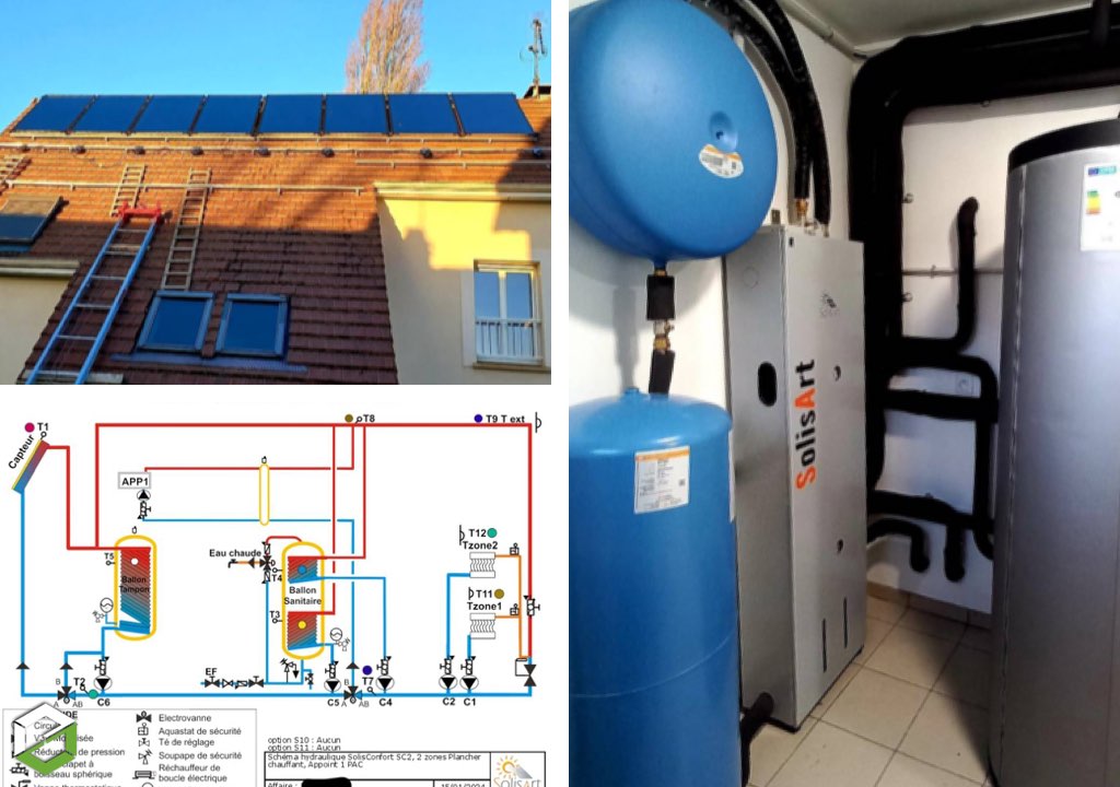 installation systeme solaire combine solisart et travaux photovoltaique 9kwc dualsun
