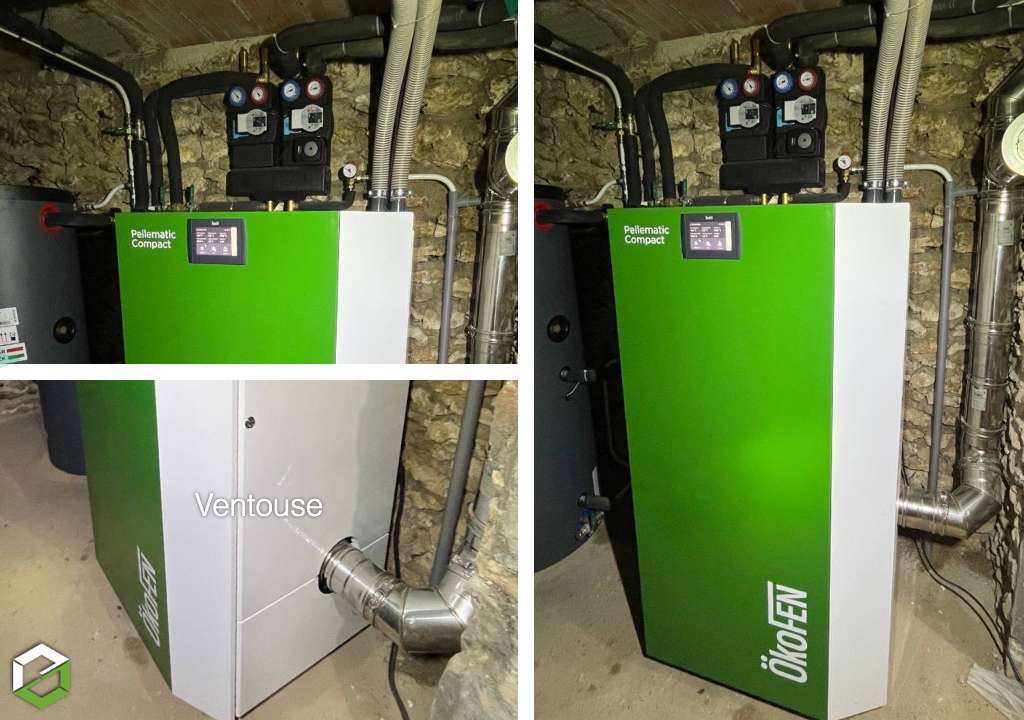 installation chaudière à granulés pellematic compacte 16kw okofen rge qualibois