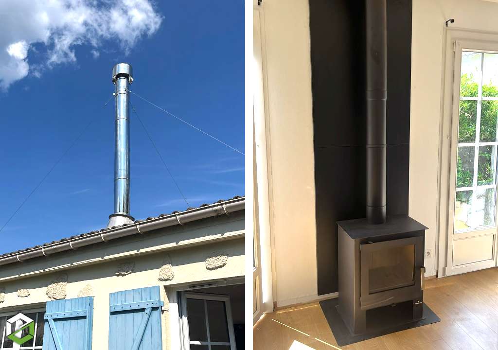 installation d'un poêle à bois bûches laudevco par entreprise rge qualibois