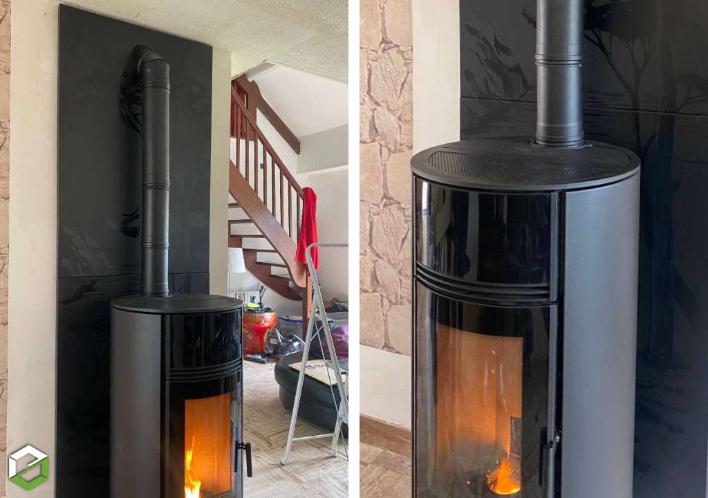 pose d'un poêle à granulés de bois klover super 9