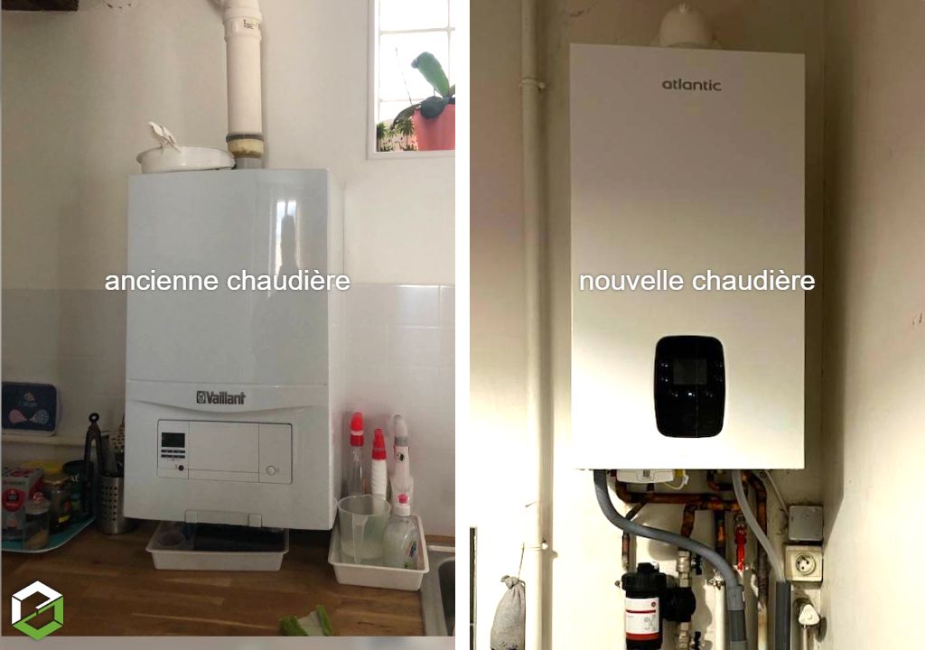 Consultez la chantier : remplacement chaudière gaz par une nouvelle à condensation atlantic