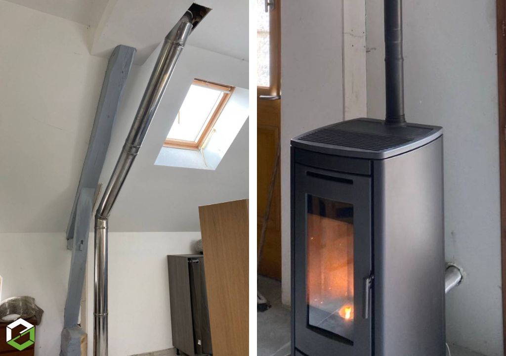 installation d'un poêle à granulés laudevco soft 80