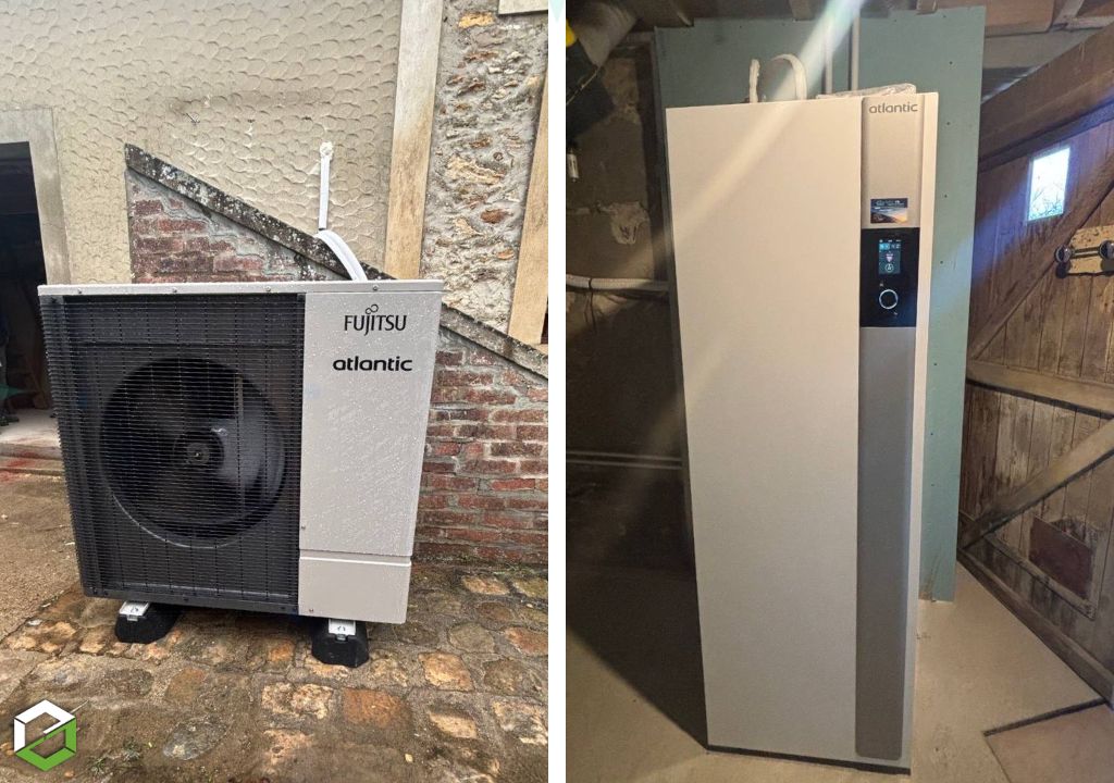 Consultez la chantier : installation d'une pompe à chaleur air/eau de marque atlantic