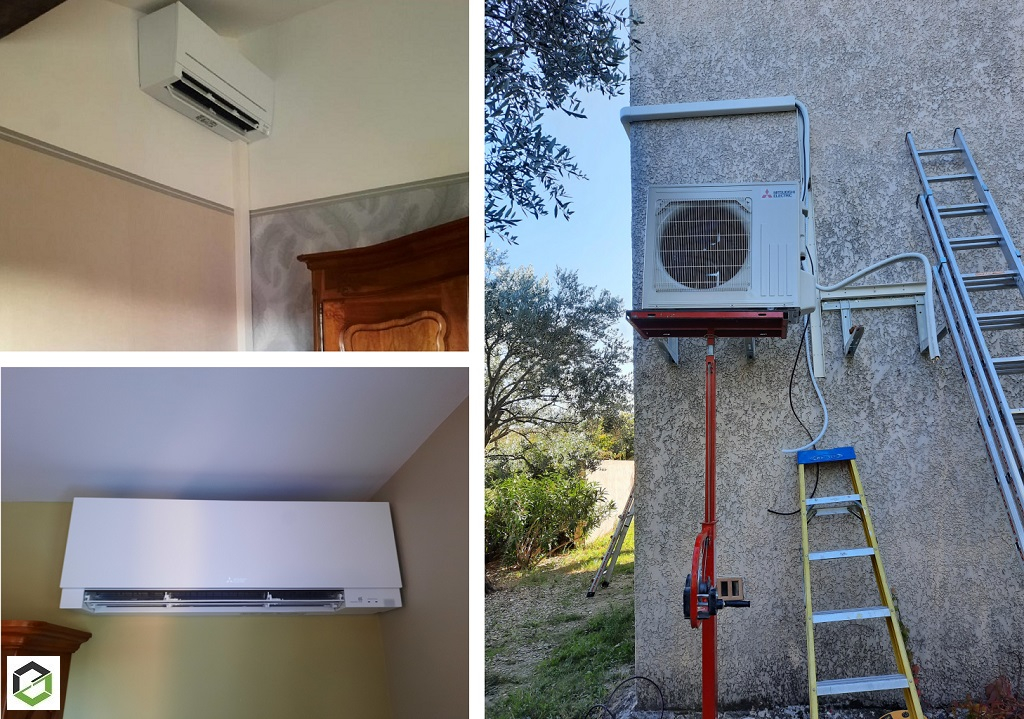 Installation de  Climatisations  Mono-split Mitsubishi Design et Compact