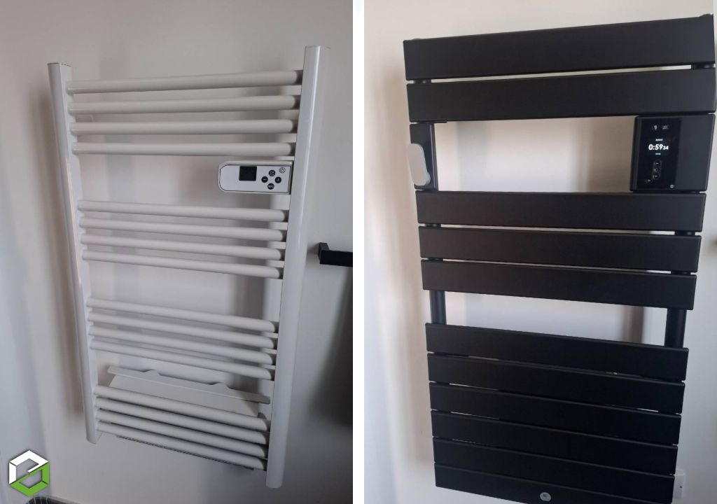 Consultez la chantier : installation d' un sèche serviette électrique thermor avec soufflerie