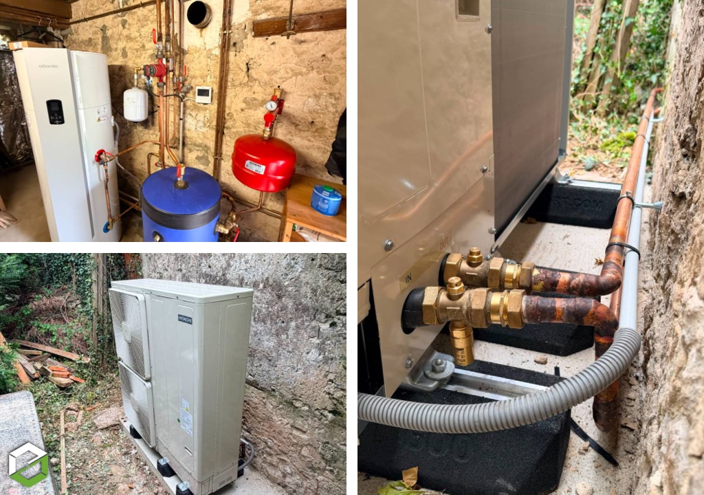 Remplacement d’une chaudière fioul par une pompe à chaleur Air/Eau Hitachi Yutaki M et un ballon thermodynamique Atlantic Calypso Connecté