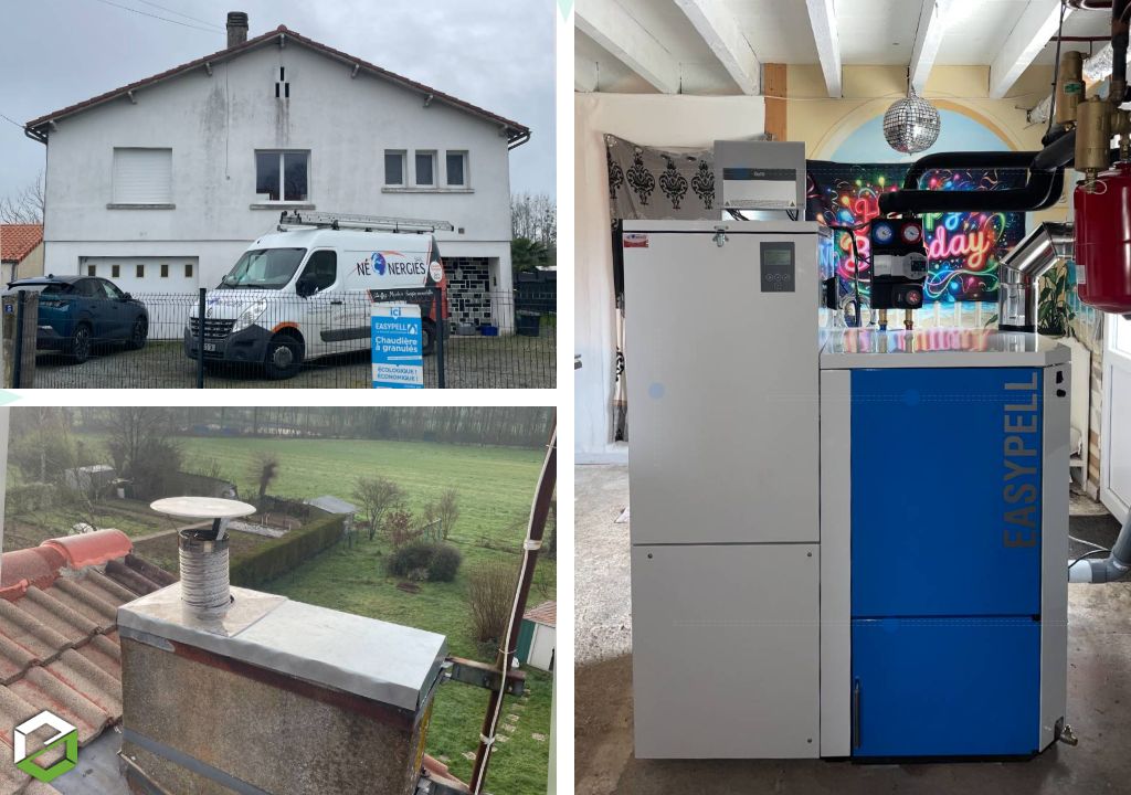 Installation d'une chaudière biomasse à granulés de bois OKOFEN en remplacement d'un poêle hydraulique-Deux Sèvres (79)