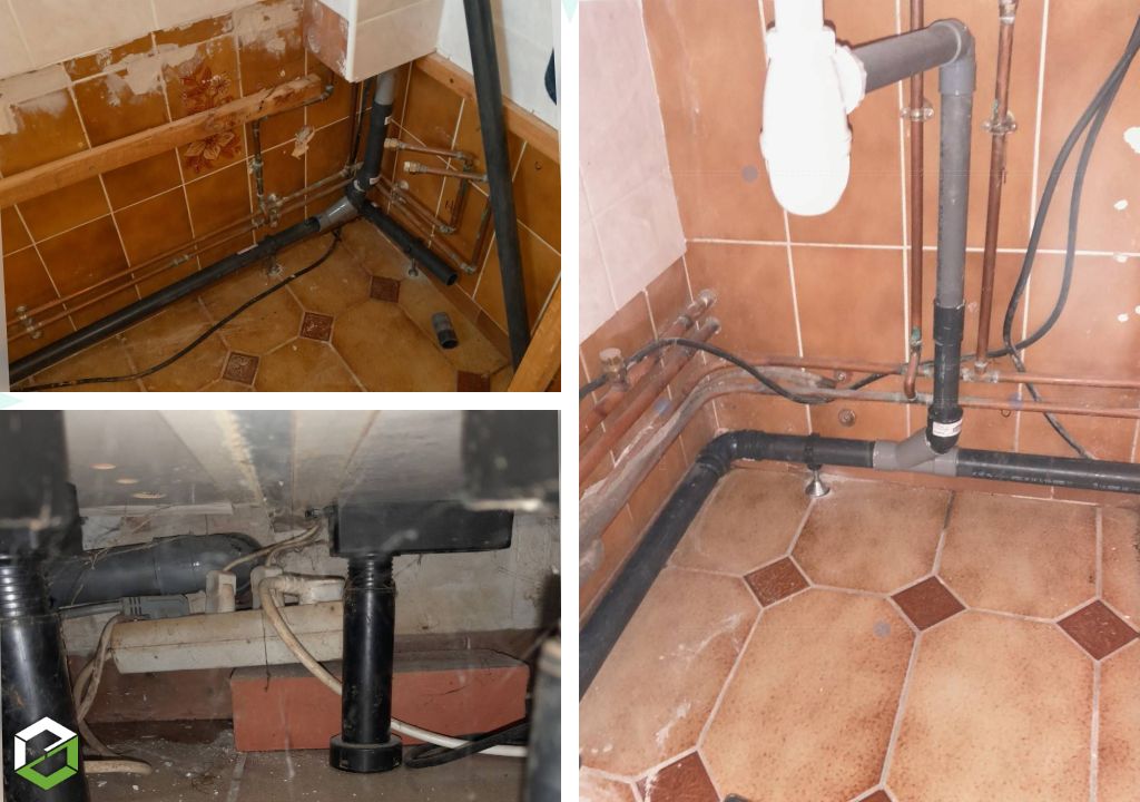 Réparation de l'évacuation EU PVC sous baignoire + Alimentation Eau froide dans garage-Deux Sèvres (79)