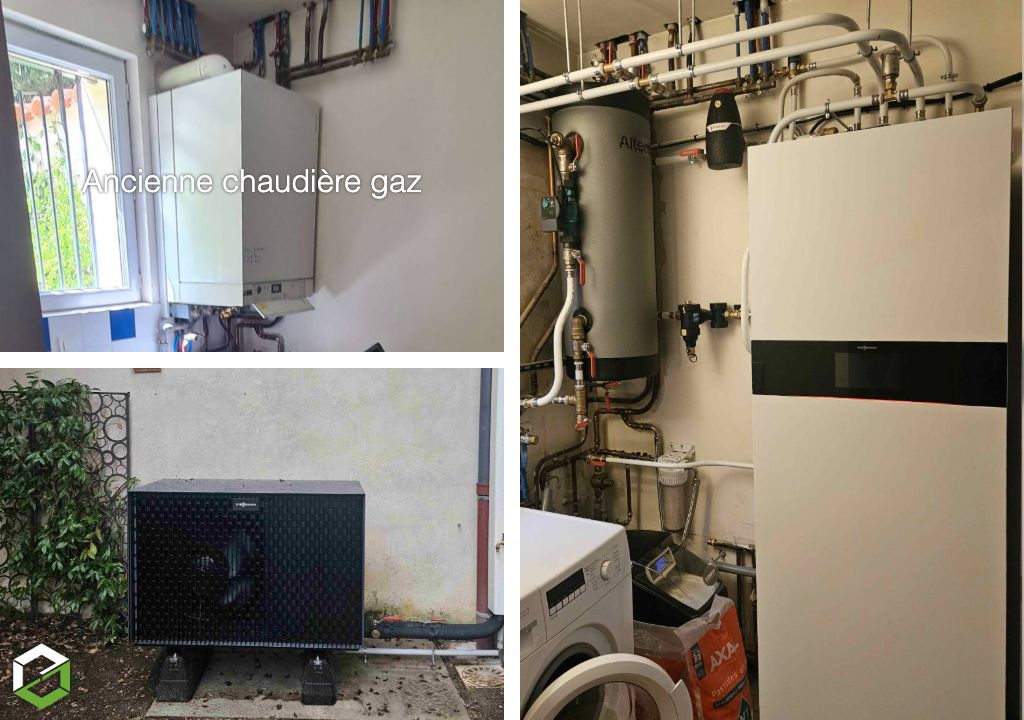 Remplacement d'une chaudière gaz par une pompe à chaleur air-eau Viessmann à Brindas (69)