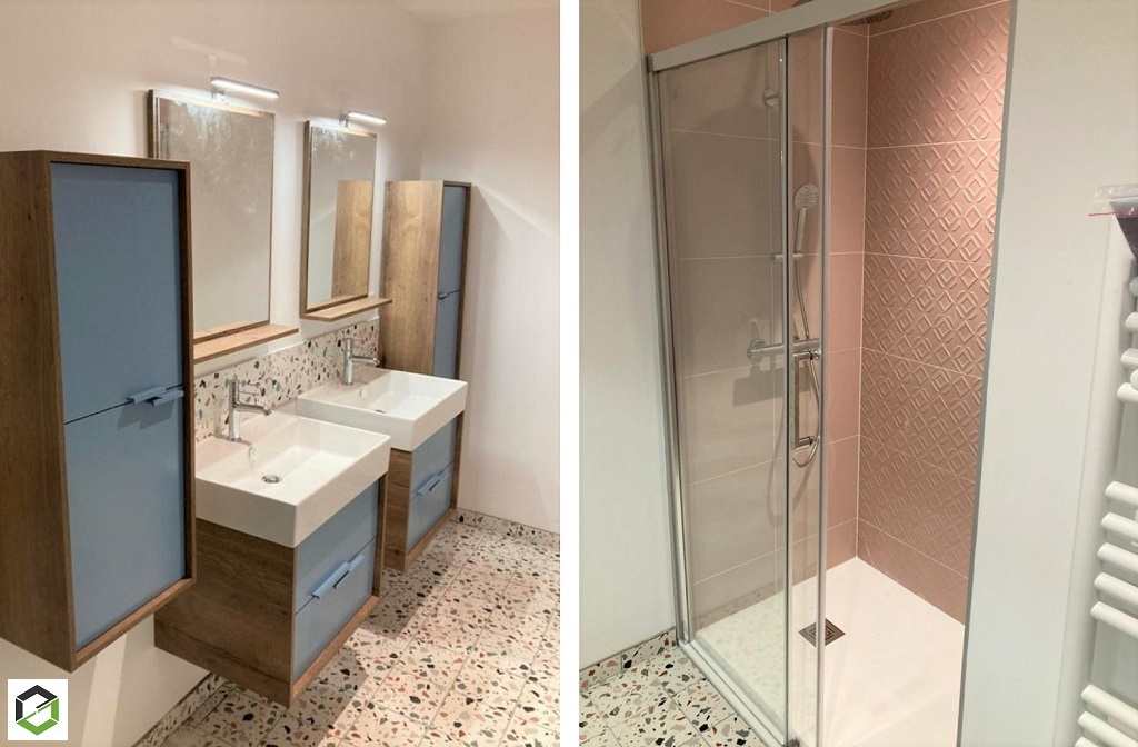 pose d'une salle de bain en partenariat avec cedeo