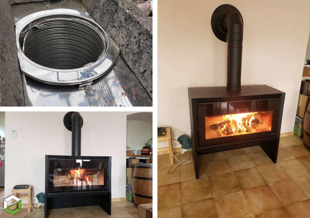 Consultez la chantier : installation d'un poêle à bois iki de la marque palazzetti et création du conduit - rge qualibois