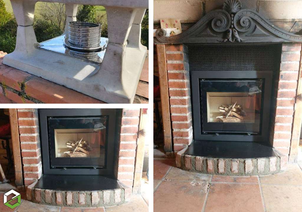 Consultez la chantier : installation d'un insert spartherm cassette 600 dans une cheminée ouverte - rge qualibois