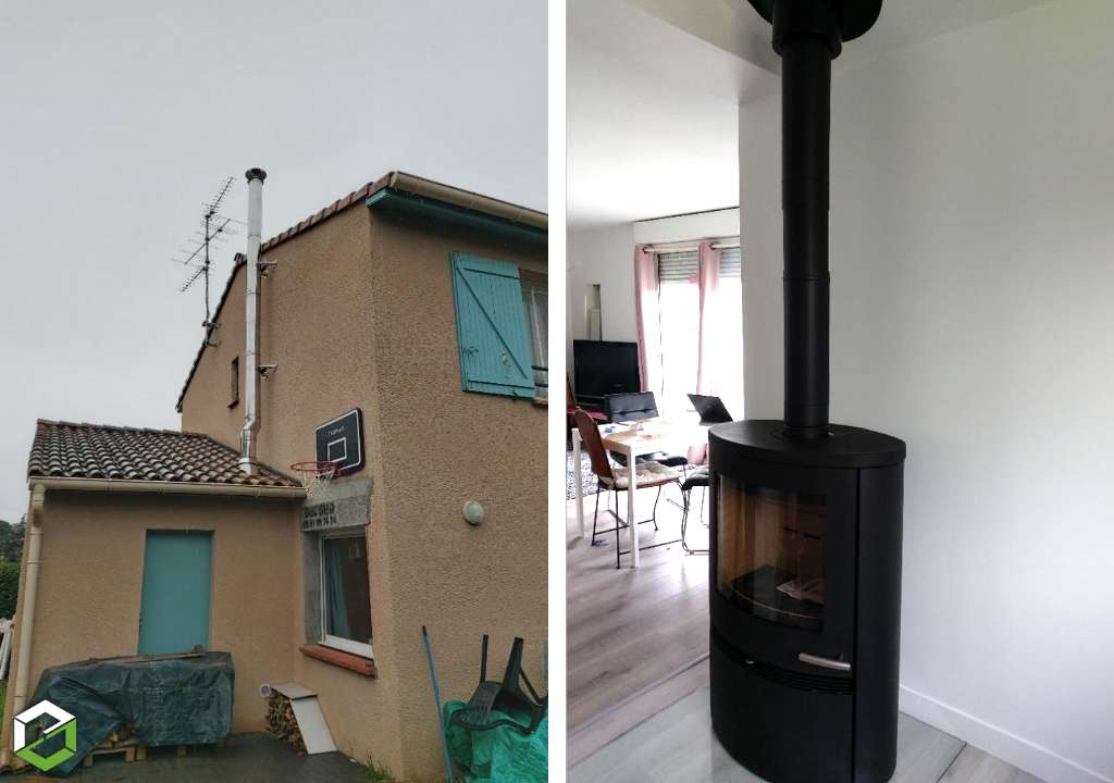 Consultez la chantier : installation d'un poêle à bois thermatec tt22h pour des bûches en 50 cm - rge qualibois