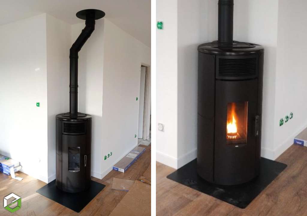 Consultez la chantier : installation d'un poêle à granulés de bois grazia de la marque royal de 8,2 kw - rge qualibois