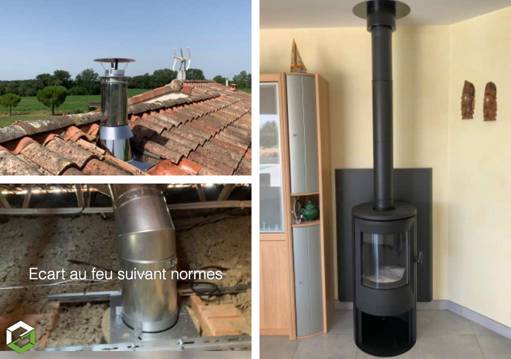 Consultez la chantier : vente et pose d'un poêle à bois de la marque invicta d'une puissance de 8kw - rge qualibois
