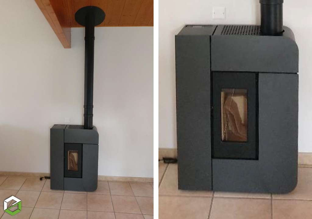 Consultez la chantier : vente, installation et mise en service d'un poêle à granulés de bois mcz alea de 6kw - installateur rge qualibois