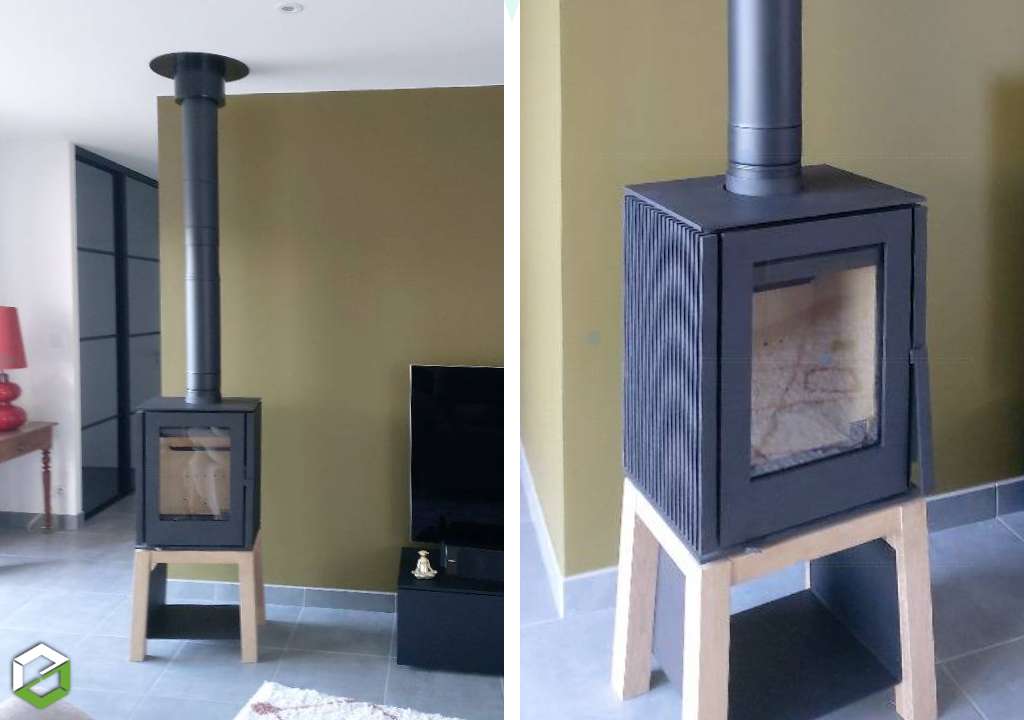 Consultez la chantier : vente, installation et mise en service d'un poêle à bois woody loft de la marque fondis d'une puissance de 6kw - rge qualibois