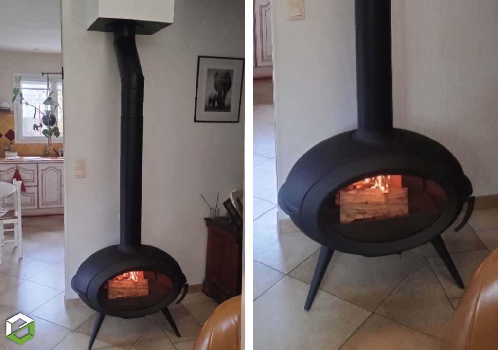 vente, pose et mise en service d'un poêle à bois invicta brio de 7kw et d'un rendement de 80%  -  installateur rge qualibois