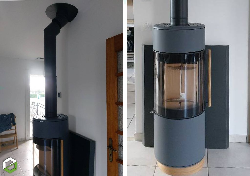 Consultez la chantier : vente, pose et mise en service d'un poêle à bois passo xs de la marque spartherm d'une puissance de 6kw-rge qualibois