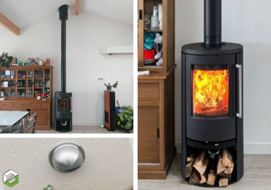 Vente, pose et mise en service d'un poêle à bois TT21R de la marque Termatech d'une puissance de 5kW  - Installateur RGE Qualibois