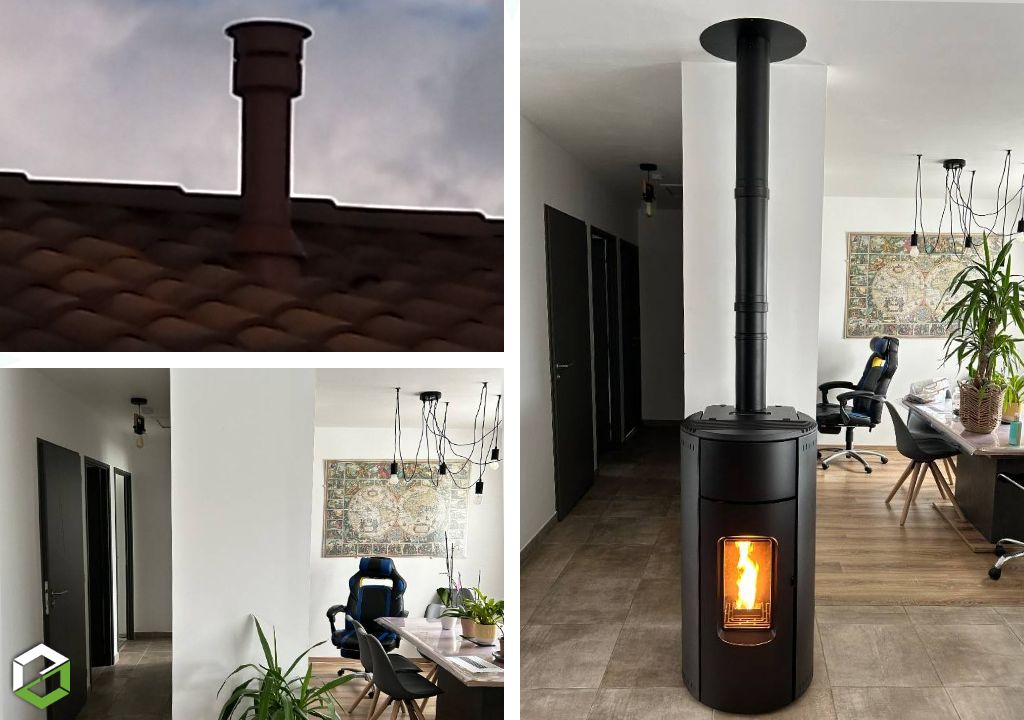 Consultez la chantier : vente, installation et mise en service d'un poêle à granulé de bois kunal de la marque red heating de 6kw-rge qualibois