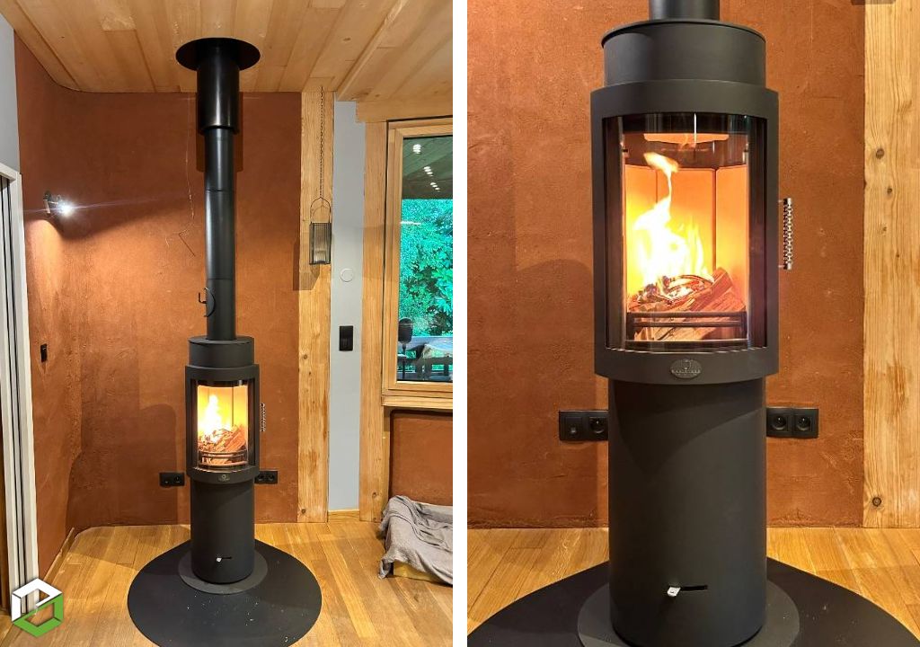 Consultez la chantier : vente, installation et mise en service d'un poêle à bois orange de la marque max blank d'une puissance de 5.8kw - rge qualibois