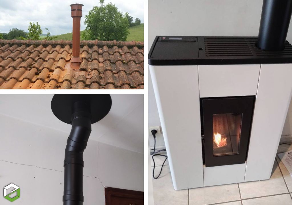 Consultez la chantier : vente, pose et mise en service d'un poêle à granulés melissa de la marque red heating, puissance de 7 kw 