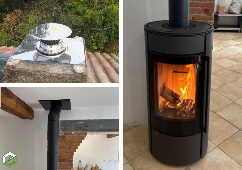 Consultez la chantier : pose et mise en service d'un poêle à bois de marque spartherm