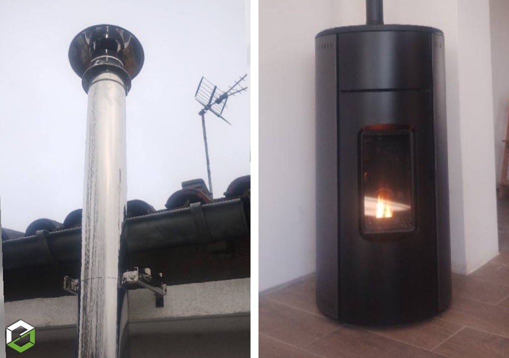 Consultez la chantier : pose et mise en service d'un poêle à granulés de marque red heating