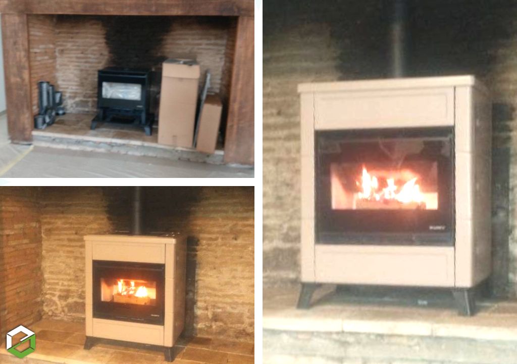 Consultez la chantier : installation d'un poêle à bois de marque palazzetti elsa new ss