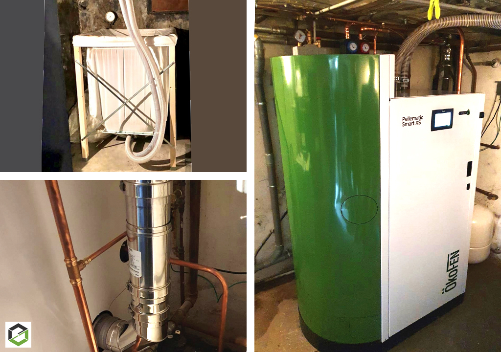 Consultez la chantier : installation d'une chaudière à pellets Ökofen smart xs 10 kw pour le chauffage et l'eau chaude