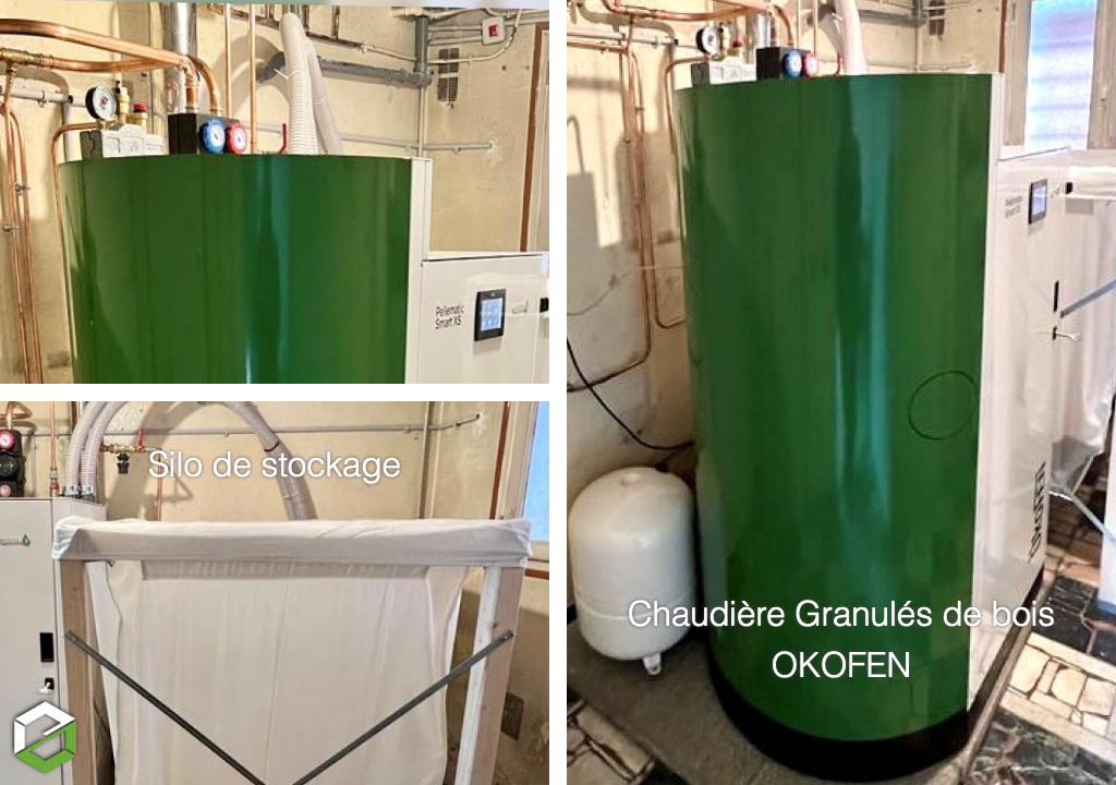 Consultez la chantier : installation d'une chaudière à granulés de bois pellets Ökofen smart xs 18 kw pour le chauffage et l'eau chaude