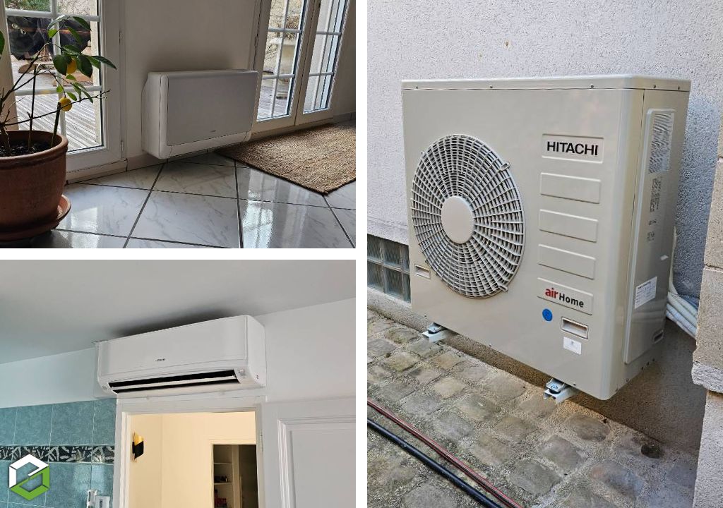 rge qualipac - installation d'une climatisation réversible - pompe à chaleur air-air multisplit hitachi