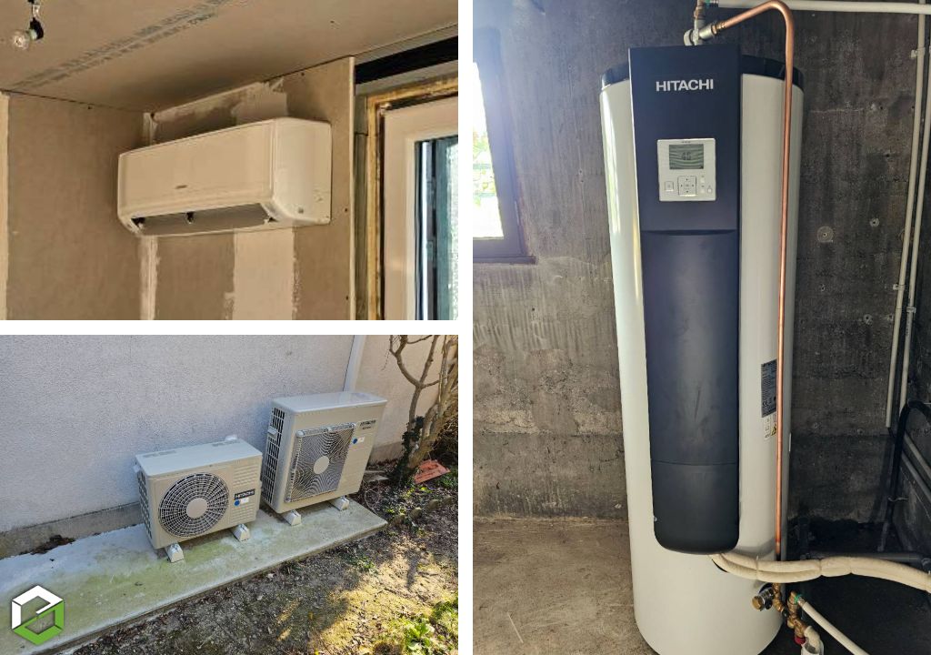 RGE QUALIPAC - Installation d'une pompe à chaleur air/air trisplit et d'un chauffe-eau thermodynamique HITACHI 