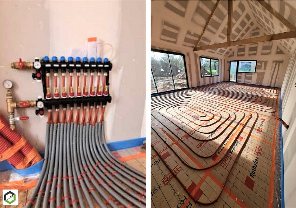 installation plancher chauffant maison plain pied saint pabu