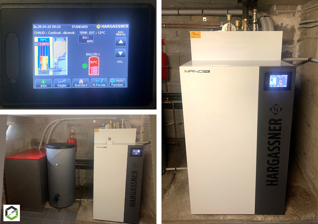 Consultez la chantier : rge qualibois installation chaudière à granulés de bois hargassner avec production eau chaude sanitaire