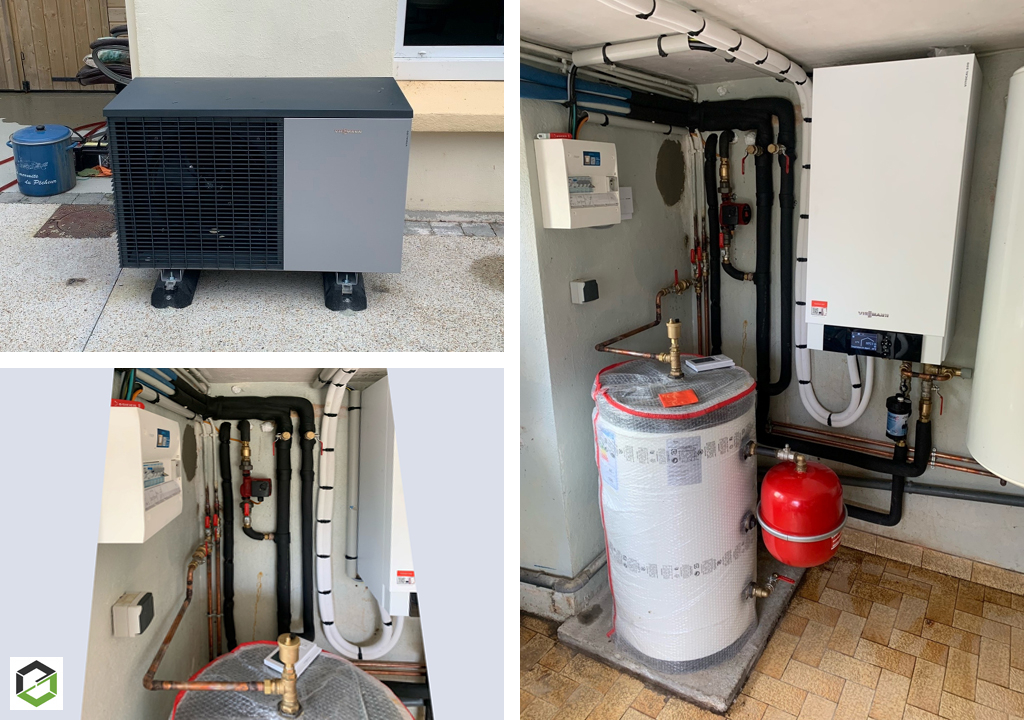 Qualipac installation d'une pompe à chaleur air eau Viessmann vitocal 200 s en chauffage seul