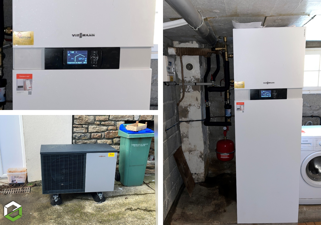 Qualipac rge installation d'une pompe à chaleur Viessmann 222s avec production d'eau chaude sanitaire