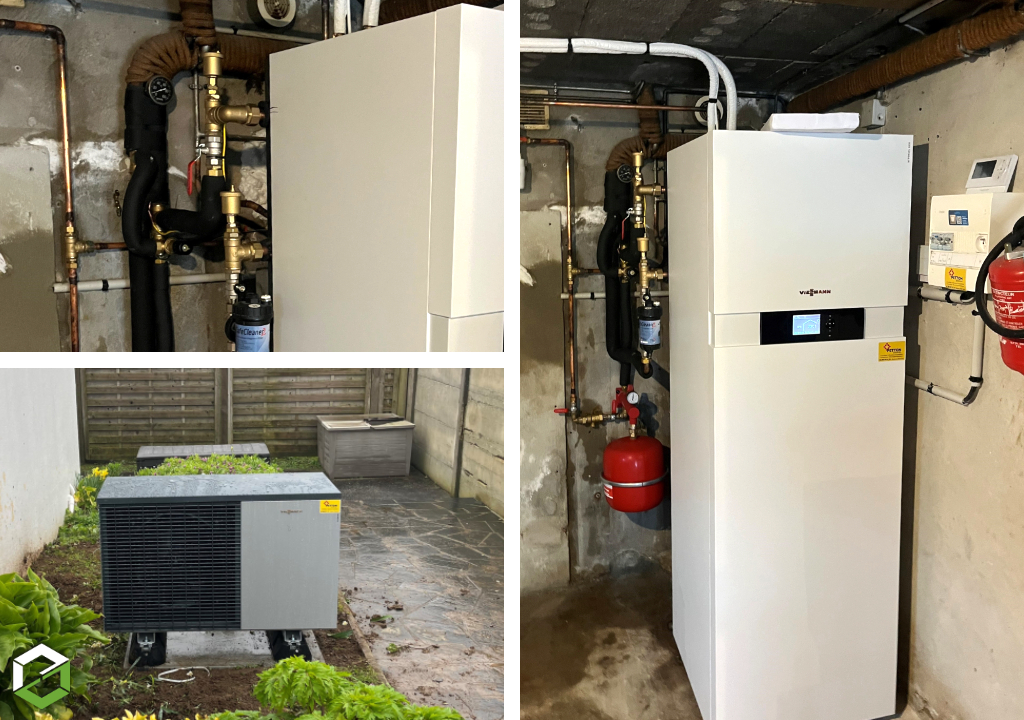Qualipac rge installation d'une pompe à chaleur Viessmann 222s avec production d'eau chaude sanitaire