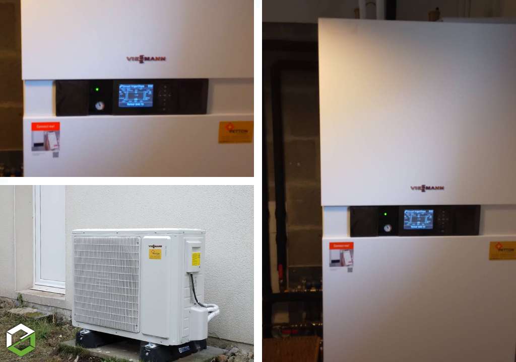 Qualipac rge installation d'une pompe à chaleur Viessmann vitocal 111s avec eau chaude sanitaire au r32