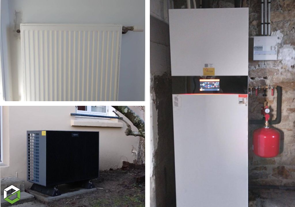 Consultez la chantier : installation pac viessmann vitocal 222s avec ecs et remplacement radiateurs
