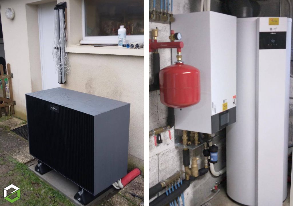 Consultez la chantier : installation pompe à chaleur viessmann vitocal 200 s et ballon thermodynamique vitocal 060 a